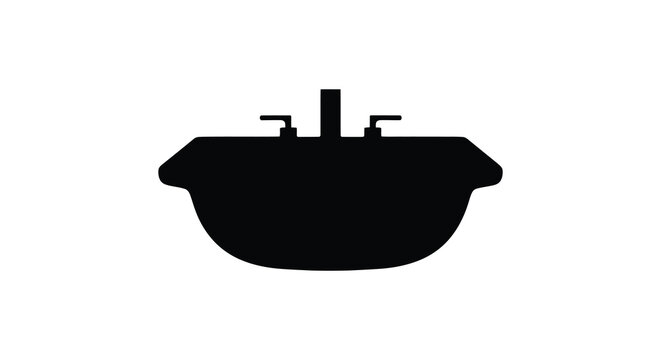 Bathtub Silhouette Against A White Background Minimalist Bathroom Fixture Silhouette