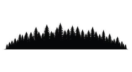 Coniferous forest silhouette against a white background a dark tree line silhouette © IMkM00i76