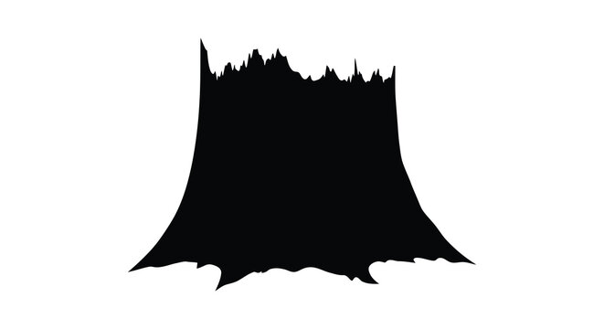 Tree stump silhouette against a white background a dark wood outline