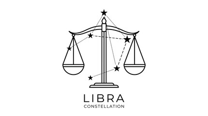 Minimalist libra zodiac constellation and scales of justice icon © Mafaat