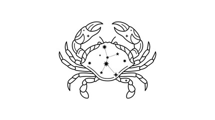 Minimalist crab vector illustration with celestial star constellation patterns © Mafaat