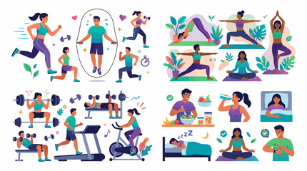 Fototapeta premium Healthy lifestyle and fitness activities with diverse people