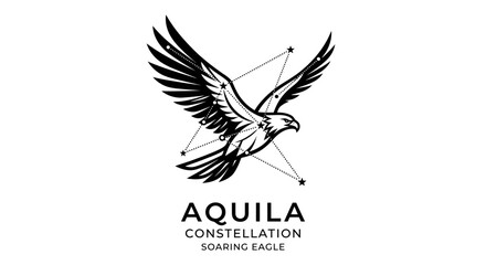 Naklejka premium Soaring Eagle with Constellation Star Pattern Logo Vector Illustration