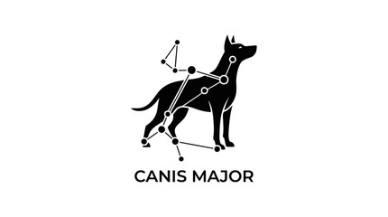 Minimalist dog silhouette with celestial star constellation vector illustration © Mafaat