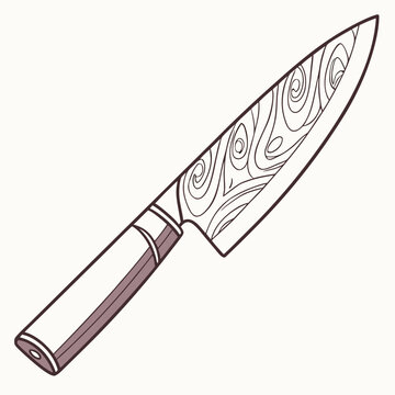 Damascus steel chef knife with patterned blade damascus culinary professional gastronomy