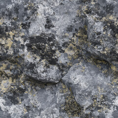 Fototapeta premium A close-up view reveals a rugged, aged granite stone surface with intricate cracks and natural lichen patterns.