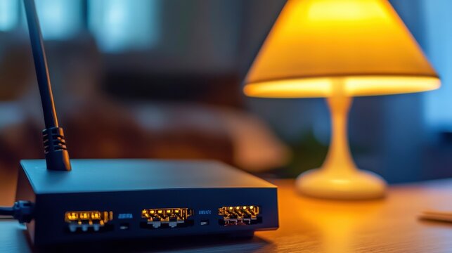 Close-up of a DSL modem showing power adapter and ports