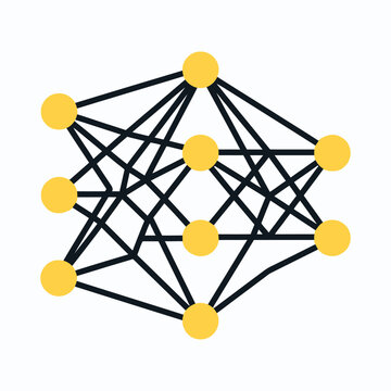 Network connections and yellow nodes.