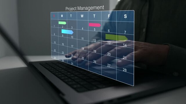 Managing a scheduled meeting.Businessman manages time to work efficiently and on time on all projects,data documentation checklist survey. Calendar work schedule, business plan concept.