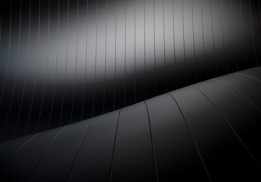 Abstract Black Metallic Curved Wave Lines Background