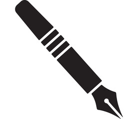 Pen Nib Icon with Black Silhouette and White Highlight, Minimal Writing Tool Symbol for Education, Note Taking, and Design © MissBeauty