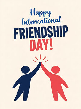 Happy international friendship day greeting card with high five illustration