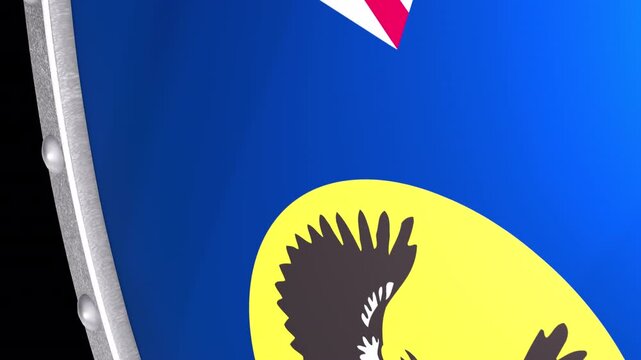 Metallic Shield Transitions with the Flag of State of South Australia of Australia