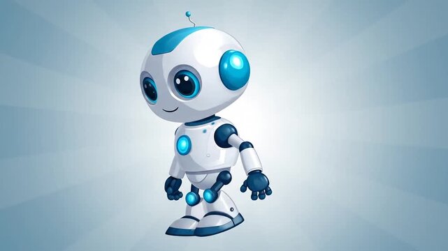 Cute robot waving hello happily smiling.