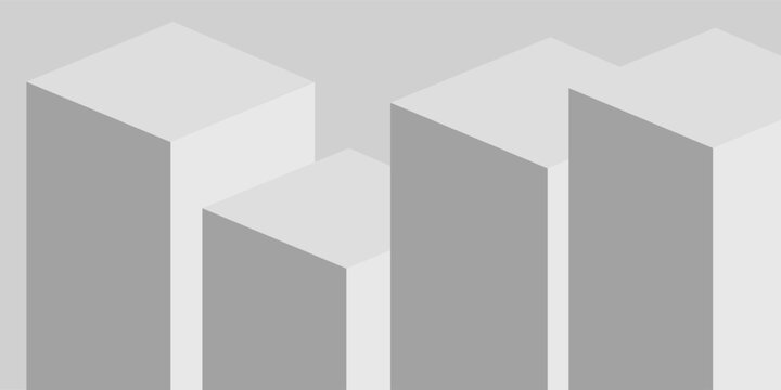 Abstract geometric background with 3D grey isometric blocks columns