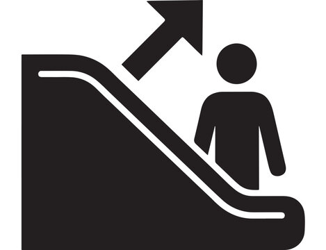 Person Climbing an Upward Staircase with Arrow Icon, Accessibility and Progress Concept for Business Growth Design