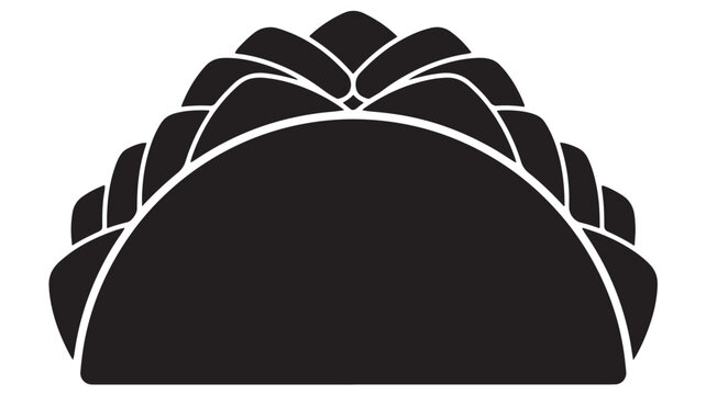 Taco Icon in Black Silhouette Style with White Outline, Taco Shell Shape on Clean White Background for Menu Design