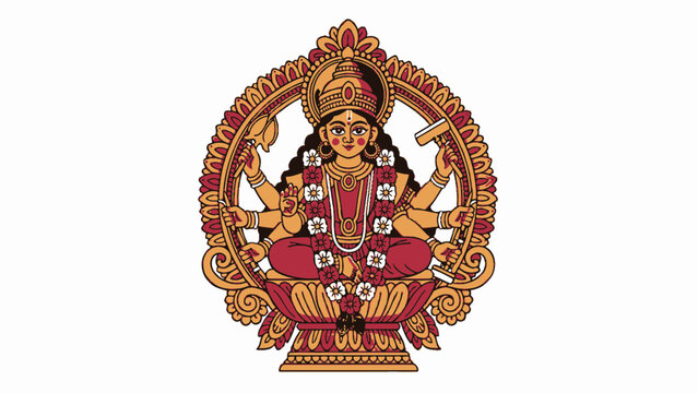 Goddess durga sitting on lotus pedestal for durga puja festival