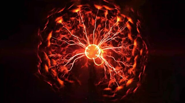 Glowing red plasma ball light energy effect