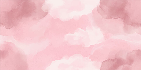 Fototapeta premium Abstract Pink Watercolor Cloud Background with Soft Sky Texture Vintage Paper Wash Artistic Paint Illustration for Wallpaper Design and Creative Art Backdrop
