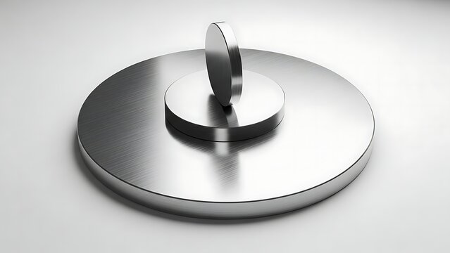 A shiny metal object with a circular base and a small protrusion
