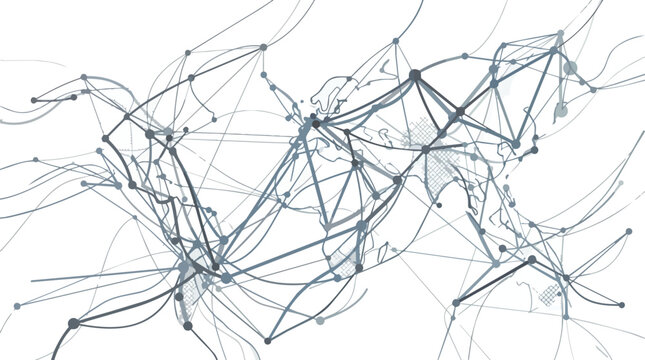 Global Connectivity Network Map with Flight Routes and Digital Data Communication Lines for International Business