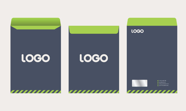 Letterhead Envelope stationery template, branding mockup vector illustration
