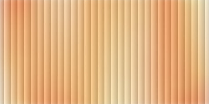 Corrugated, fluted orange and yellow colored glass vector texture. Ribbed plastic gradient background