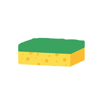 Yellow and green kitchen cleaning sponge vector illustration