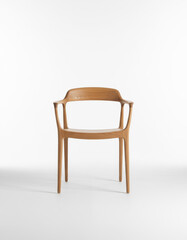 Fototapeta premium Wooden chair with armrests on white background