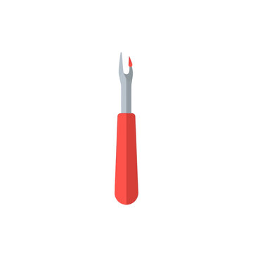 Seam ripper tool flat vector illustration for sewing
