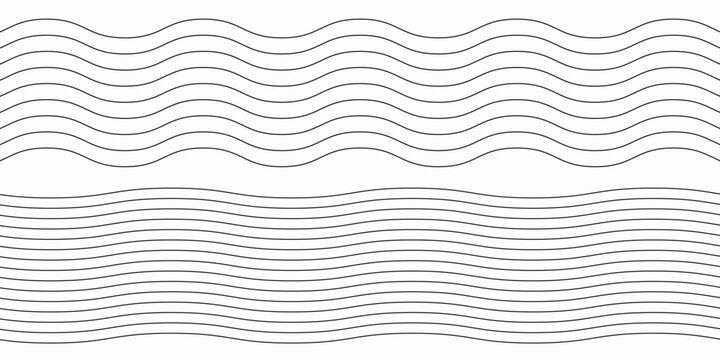 Wavy lines pattern vector element, wave ripple thin line strokes simple zigzag texture set, stream zig zag background backdrop image clip graphic illustration