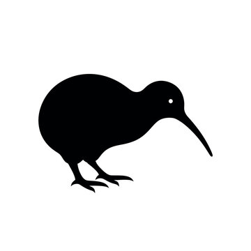 Black Kiwi Bird Silhouette.