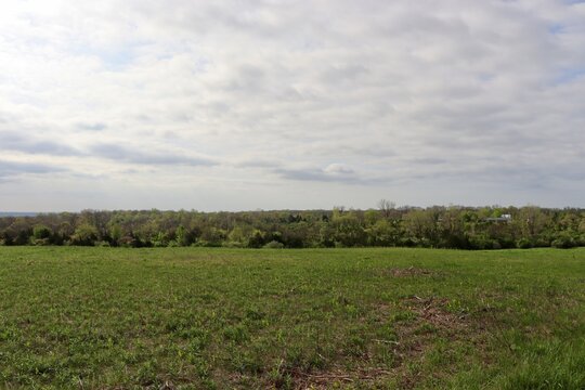 The countryside landscape horizon on a cloudy day.