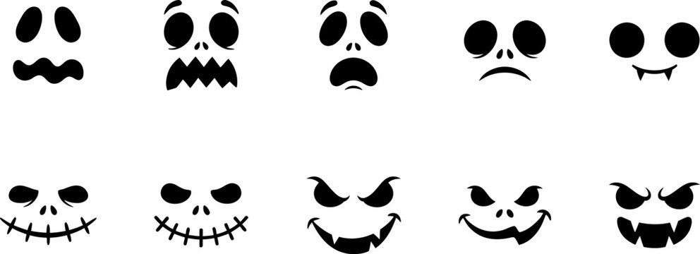 Halloween Ghost Face Emoji Collection Vector