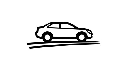 Fototapeta premium Stylized sedan car driving on road symbol