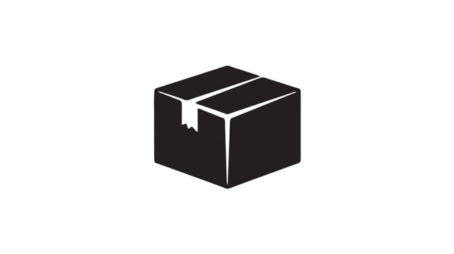 Black Box With Torn Packing Tape On White Background For Delivery Concepts