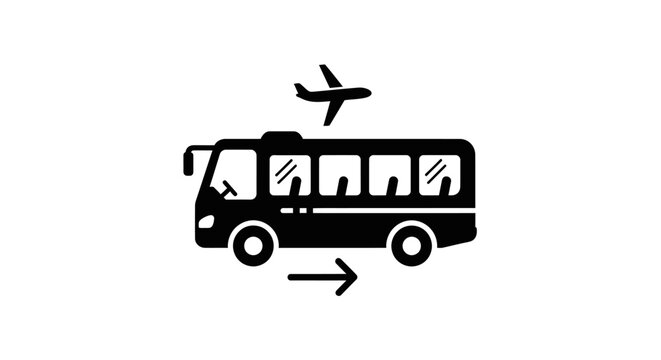 Transportation icon symbolizing travel and journey with bus and airplane