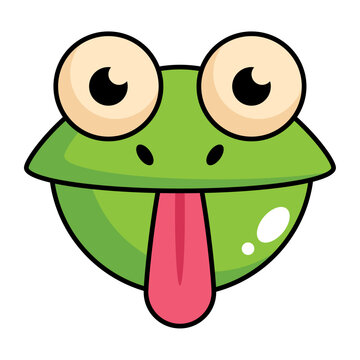 Cute cartoon green frog head icon
