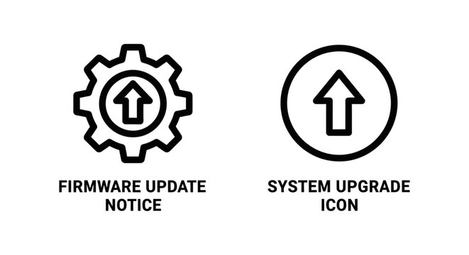 Software firmware update and system upgrade circular gear linear icons with firmware software technology progress configuration settings technical computer application interface