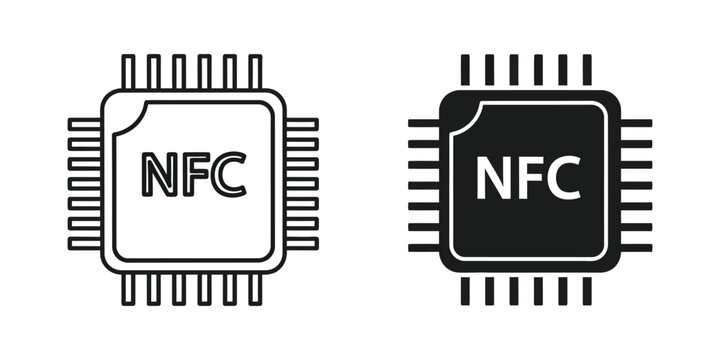 Nfc chip set featuring outline and solid for contactless payment and wireless data transmission