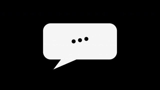 White speech bubble with typing dots popping up, transparent background loop animation