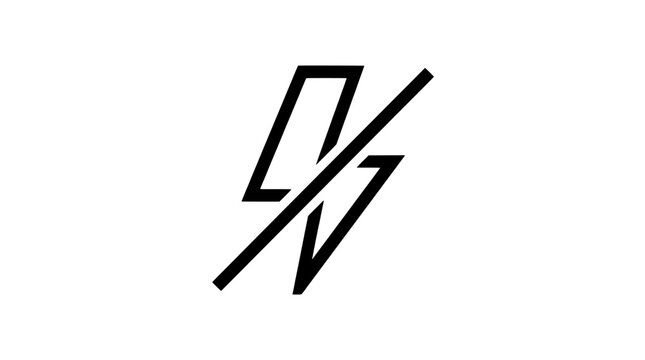 Minimalist lightning bolt symbol with a diagonal slash through it representing no electricity or power outage