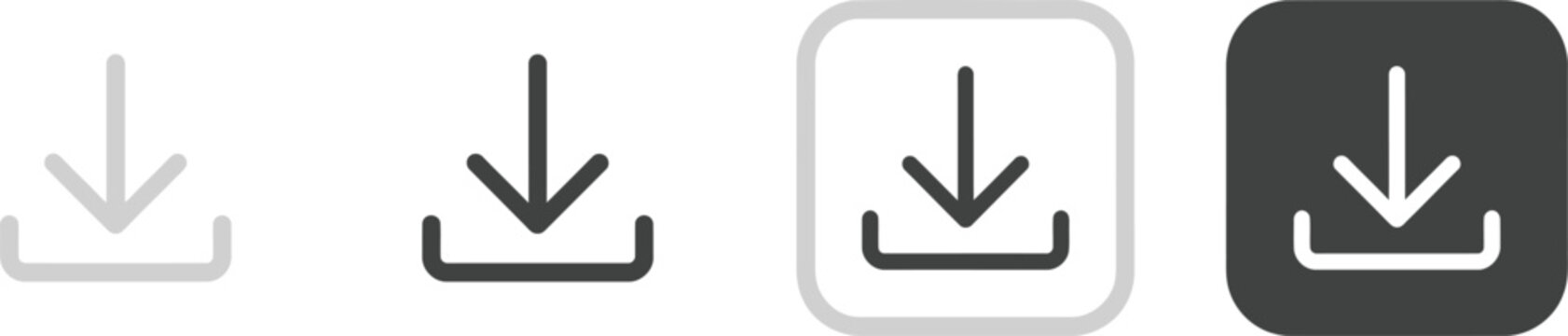 Collection of simple download icons in different styles.