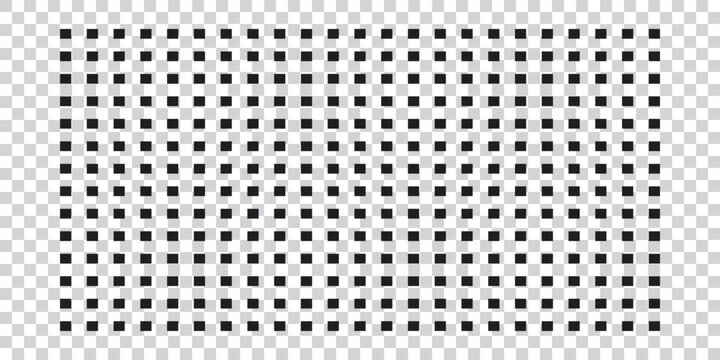 Dense arrangement of black squares on transparent background