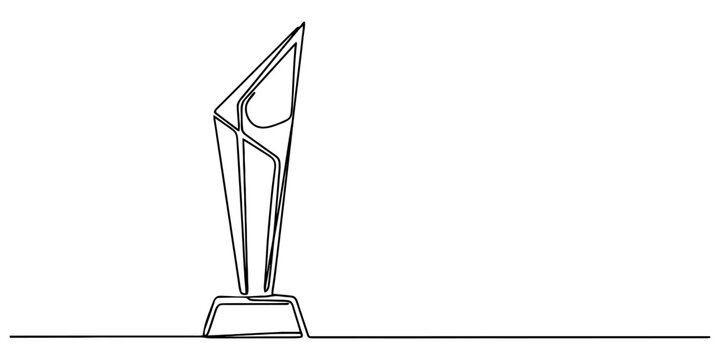 Continuous single line drawing of a modern trophy award for winning a competition or achieving a great success in life Vector, illustration