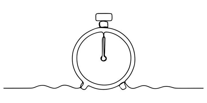 Continuous single line drawing of a stopwatch or kitchen timer showing the concept of time management and deadline Vector, illustration