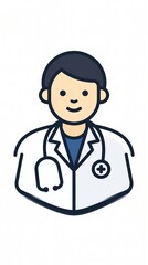 Fototapeta premium Modern flat vector illustration of doctor icon isolated on white background.