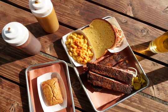 BBQ on a metal tray outside
