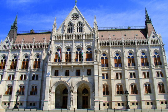 The Hungarian Parliament building in Budapest, beautiful neo-Gothic palace from 19th century. Hungarian Parliament Building